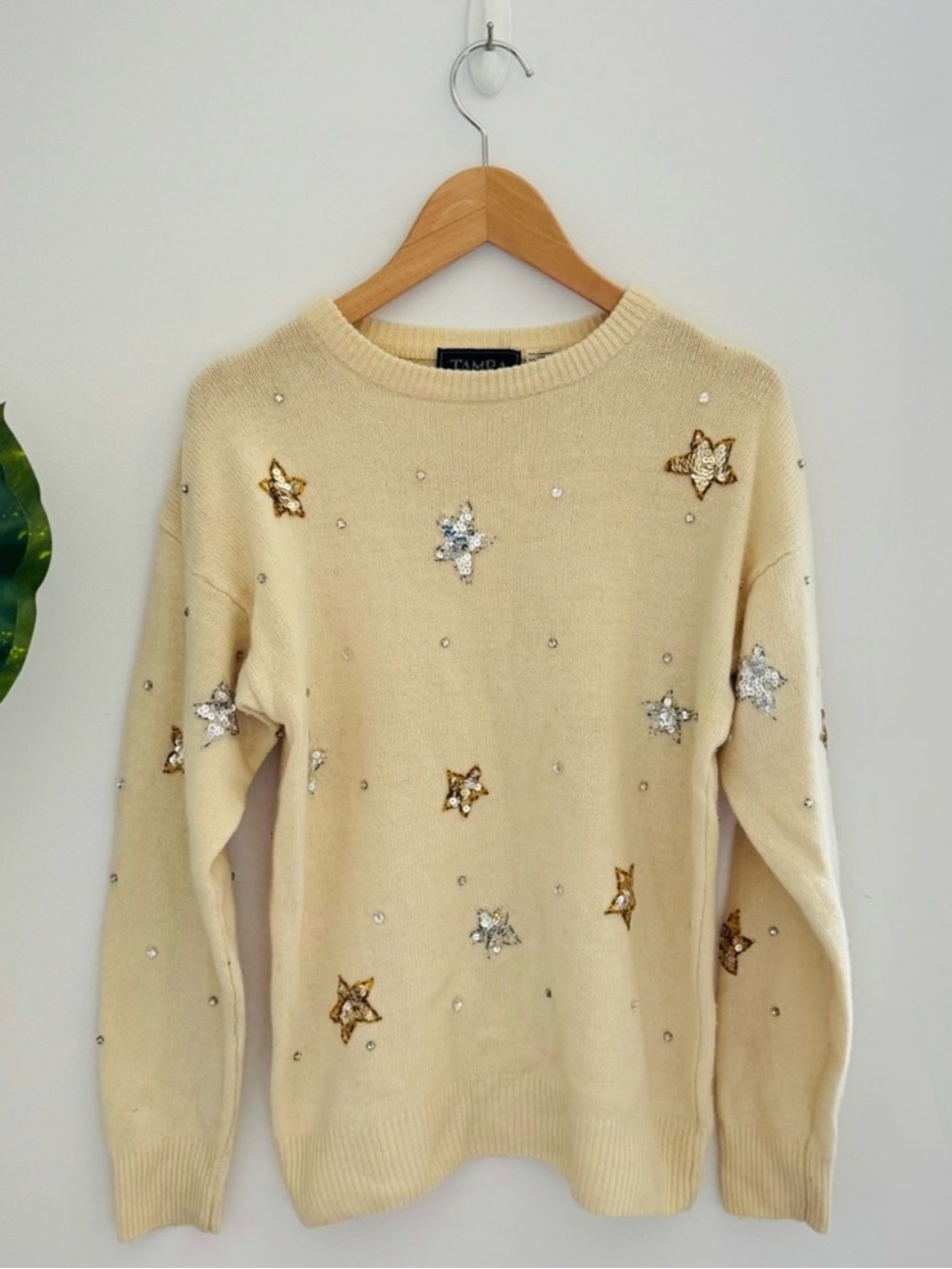 TAMRA | Angora Sequin Star Sweater
Cream Beige Medium